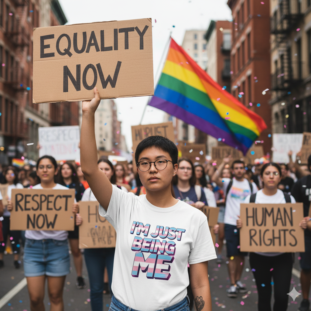 I’m Just Being Me – Trans Pride 3D Lettering T-Shirt | Unisex LGBTQ+ Tee