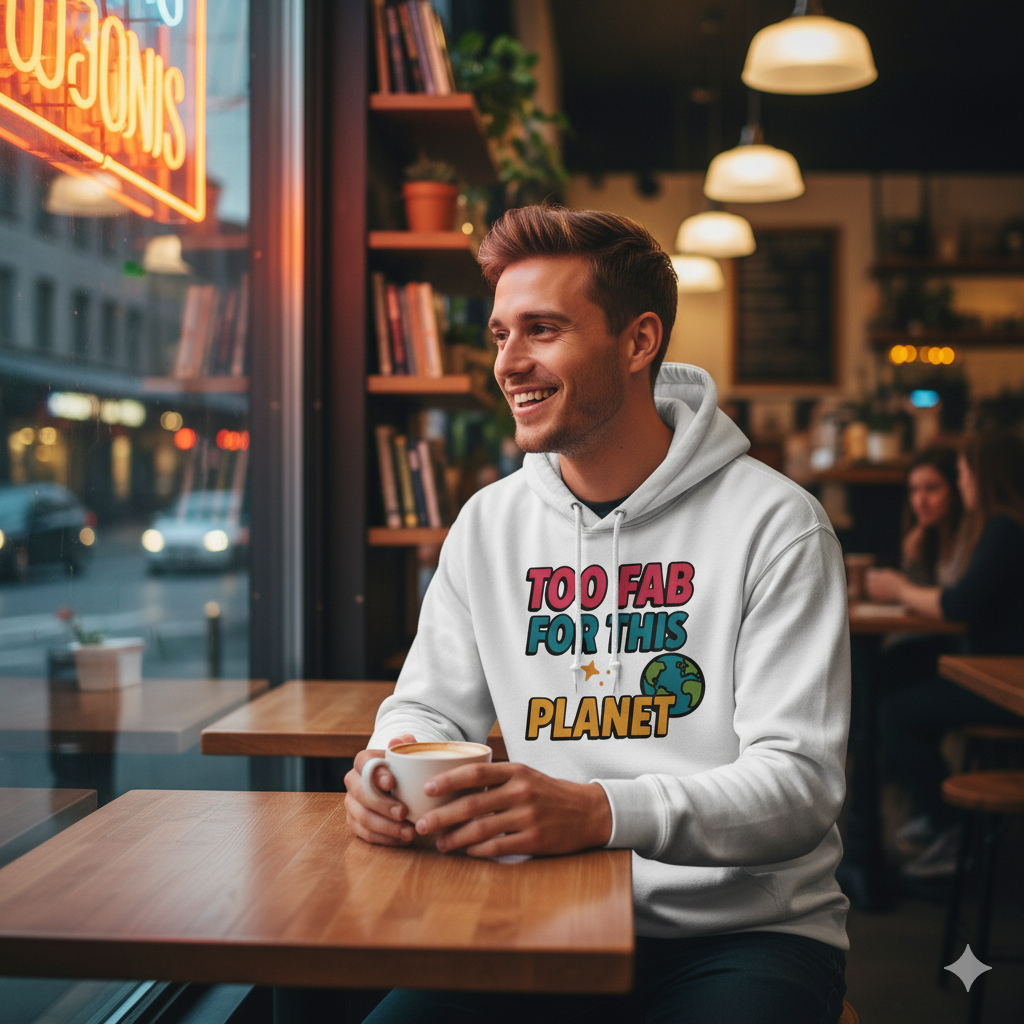 Too Fab For This Planet Hoodie – White | Sizes S–5XL