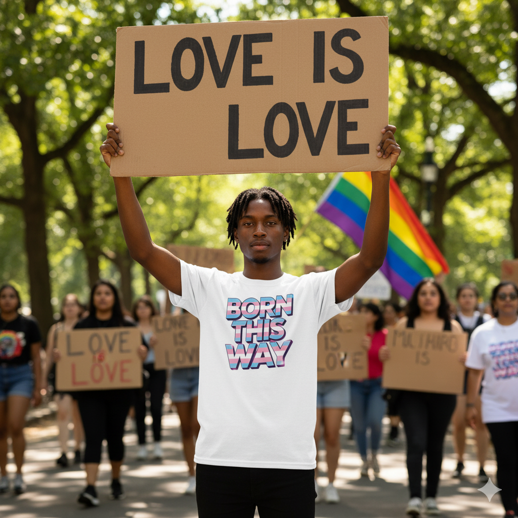 Born This Way – Trans Pride 3D Lettering T-Shirt | Unisex LGBTQ+ Tee